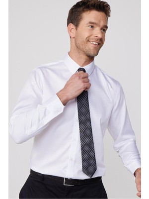 Tudors Slim Fit Beyaz Non-Iron %100 Pamuk Doğa Dostu Ekoteks Belgeli Ütü Gerektirmez Gömlek