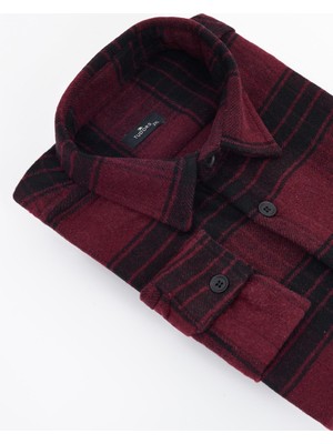 Tudors Erkek Big Size Büyük Beden Uzun Kollu Cepli Kareli Kışlık Oduncu Gömlek