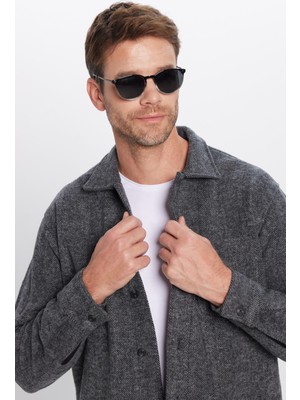 Tudors Erkek Relax Fit Rahat Kesim Oduncu Tek Cepli Armürlü Antrasit Apaş Yaka Kışlık Gömlek