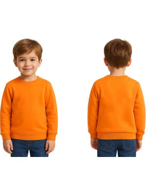 Sedirli Unisex Düz Baskısız Çocuk Sweatshirt  3 Iplik Şardonlu Kumaş