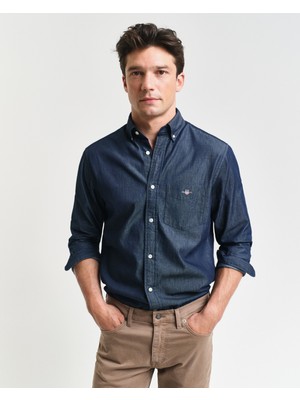 Gant Erkek Lacivert Regular Fit Düğmeli Yaka Gömlek 3000400.989
