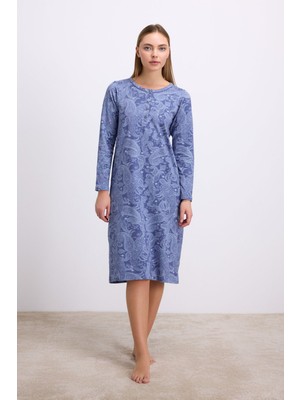 Anıl Kadın Uzun Kollu Desenli Gecelik (11567)