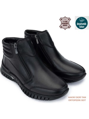 Cozi Company Tam Ortopedik Hakiki Deri Kaymaz Taban Rahat  Fermuarlı Anne Botu Kadın Bot