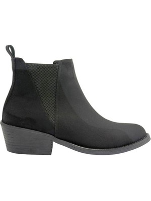 Moulin Shoes Siyah Süet Kısa Topuklu Kadın Bot