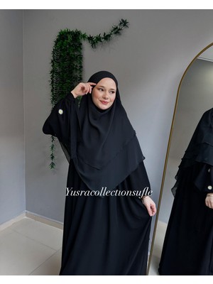 Yüsra Collection Papatya Nakışlı Liza Elbise ve Kısa Sufle 2 'li Takım