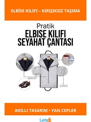 Letsii Pratik Elbise Kılıfı Seyahat Çantası Dayanıklı ve Fonksiyonel
