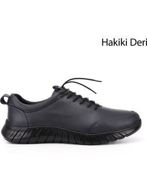 GÖNDERİ Erkek Lacivert Antik  Bağcıklı Kauçuk Taban Hakiki Deri Sneaker