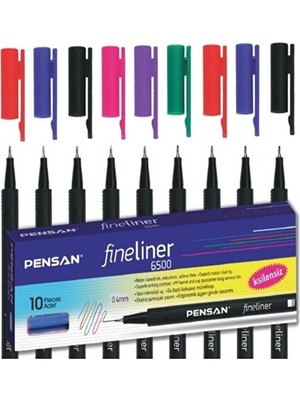 0.4 mm 6500 Fineliner 6 Farklı Renk Toplam 9 Adet Kalem
