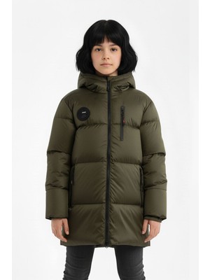 D1fference İçi Kürklü Cepli Kapüşonlu Jel Elyaflı Su ve Rügar Geçirmez Kız Çocuk Kışlık Mont