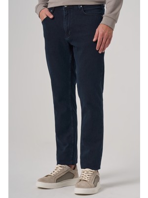 Morven  Erkek Lacivert Denim 5 Cep Slim Fit Jean Kot Pantolon