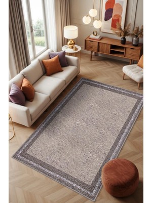 Homshtag Minimalist Halı, Toprak Tonlu Kumaş Desenli Sade Oturma Odası Halıs, Yıkanabilir Salon Halısı