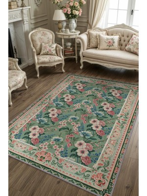 Homshtag Victorian Tarzı Maksimalist Halı, Çok Renkli Salon Halısı, Çiçekli Kır Evi Halısı