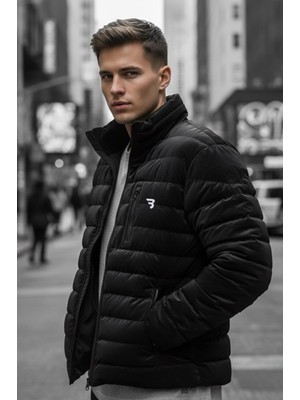 Oksit Burnyy Parlak Nova Kumaş Dik Yaka Slim Fit Şişme Erkek Mont