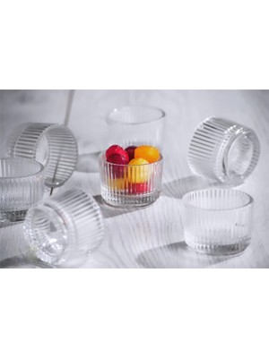 Zürih Collection 6 Parça Kristal Çizgili Kase-Kahve Yanı Çikolatalık-Sosluk-Reçellik