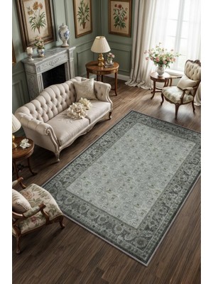 Homshtag Minimalist Geometrik Desenli Çiçeklibordürlü Gri Salon Halısı, Modern Oturma Odası Halısı, Japandi Halı