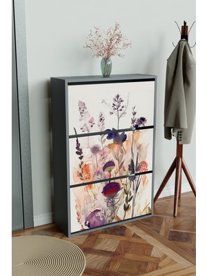 Hediyeler Kapında "floral" 3 Bölmeli Liovian Düşer Kapak Ayakkabılık