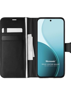 Microsonic Oppo Reno 14F 5g Kılıf Delux Leather Wallet Siyah