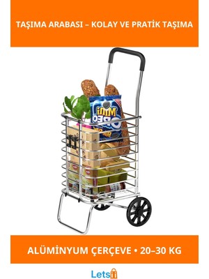 Letsii Katlanabilir Taşınabilir Alışveriş ve Taşıma Arabası Dayanıklı Alüminyum Çerçeve