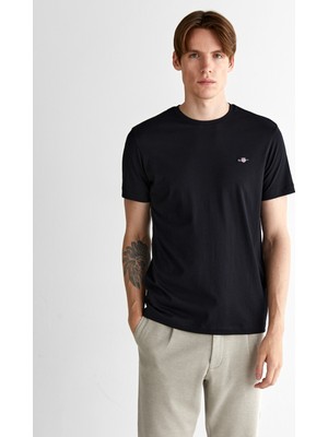 Gant Erkek Siyah Regular Fit Bisiklet Yaka T-Shirt 2325167T.5
