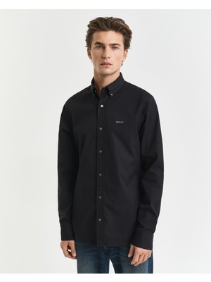 Gant Erkek Siyah Regular Fit Düğmeli Yaka Oxford Gömlek 3000302.5