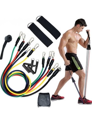 Sweet & Sweet Avessa ESC-500 5'li Direnç Lastiği Set Çok Fonksiyonlu Vücüt Geliştirme Direnç Lastiği Seti 11 Parça