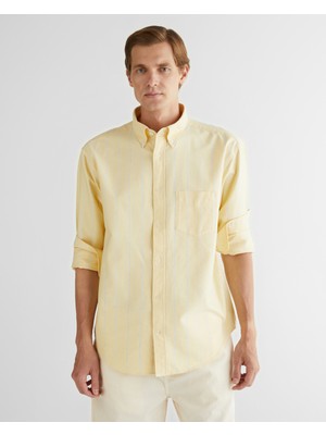 Gant Erkek Sarı Relaxed Fit Düğmeli Yaka Çizgili Gömlek 3250024.714