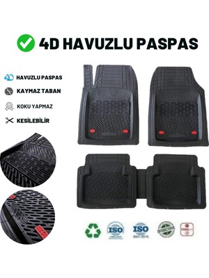 Fuhe Peugeot 407 Sedan 2010 Uyumlu 4d Havuzlu Üniversal Yeni Nesil Paspas Siyah Gold Seri