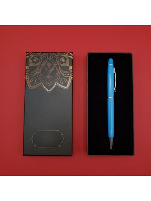 Marsilyan Mandala Desenli Kutulu Turkuaz Tükenmez Kalem