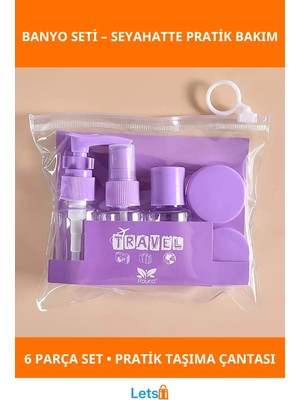 Letsii 6 Parça Seyahat Banyo Seti Taşınabilir Pratik Kişisel Bakım