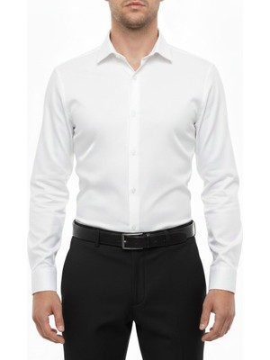 Torivalli Collection Dar Kesim Slimfit Düz Renk Kolay Ütülenebilen Mevsimlik Cepsiz Uzun Kollu Kol Düğmesi Takılabilen Erkek Gömlek