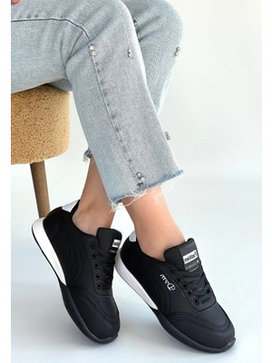 Nateli Tawen Siyah Cilt Bağcıklı Spor Ayakkabı