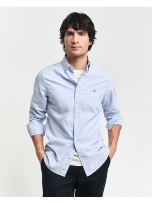 Gant Erkek Mavi Slim Fit Klasik Yaka Oxford Gömlek 3000202.455