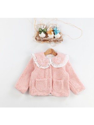 Wofim 3034 Kız Bebek Natural Welsoft Şapkalı Yakalı Cepli Mont