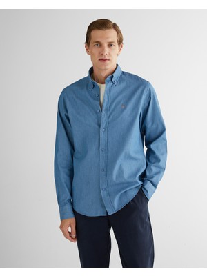 Gant Erkek Mavi Regular Fit Düğmeli Yaka Gömlek 3825142T.403