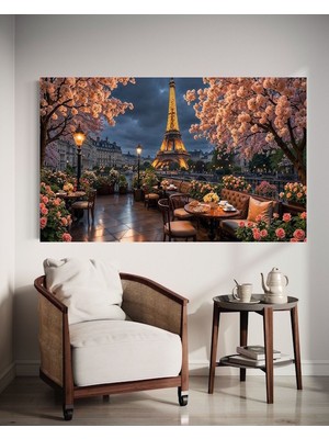 Eyfel Kulesi V4 Ev Duvar Salon Güzellik Salonu Ofis Dükkan Dekarasyon Kanvas Tablo