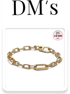 DMs Silver Ince Me Gold Zincirli Gümüş Bileklik