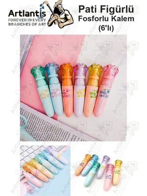 Artlantis Pati Fosforlu Kalem 1 Paket 6 Renk Sevimli Pati Figürlü Işaret Kalemi Mini 6 Lı Fosforlu Kalem