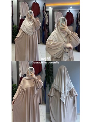 Yüsra Collection Papatya Nakışlı Liza Elbise ve Kısa Sufle 2 'li Takım