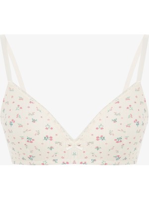 Penti Ekru Comfy Cosy Printed Pointel Pamuklu Balensiz Sütyen