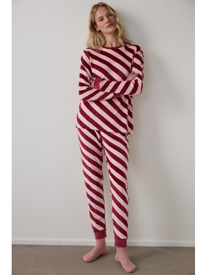 Penti Gül Kurusu Winter Time Çizgili Bisiklet Yaka Pijama Takımı