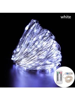 Borayris Uzaktan Kumandalı USB Peri LED 12 Metre 100 LED -8 Fonksiyonlu Beyaz