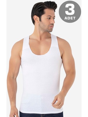 Erkek Iz Bırakmayan Dikişsiz Atlet Beyaz %100 Pamuklu 3'lü Paket