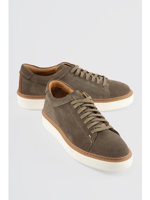 Mubiano Erkek Hakiki Deri Süet Sneaker Haki Arel