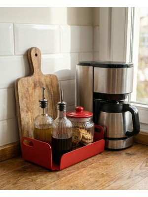 Vasa Concept Dekoratif Metal Organizer – 24×16×7.5 cm | Koyu Kırmızı Modern Sunum Tepsisi ve Organizer | Dayanıklı Metal Dekor Ürünü | Hygge TD-004