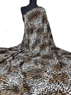 Leopar Desenli Yumuşak Peluş Kürk Kışlık Kumaş 150 cm En Ceket, Mont, Kürk, Kaban, Hırka