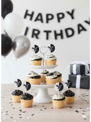 32 Adet Siyah Beyaz Taraftar Temalı Kürdan Seti / Ikramlık Süsü (32 Adet)