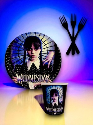 16 Kişilik Wednesday Temalı Tek Kullanımlık Servis Seti