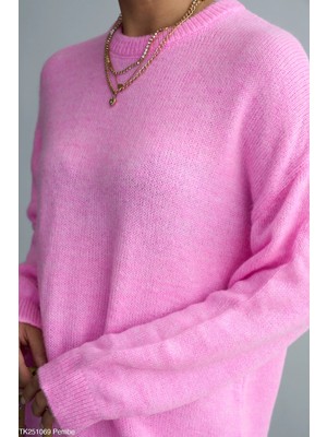 Cemo  Bisiklet Yaka Tüylü Oversize Kazak