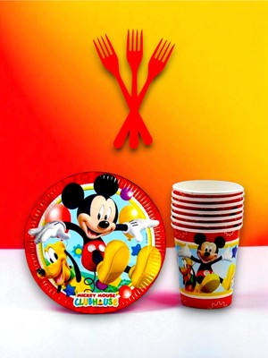 8 Kişilik Sevimli Fare Temalı Tek Kullanımlık Servis Seti