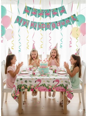 Flamingo Temalı Parti Seti (8 Kişilik Servis + Dekorasyon)